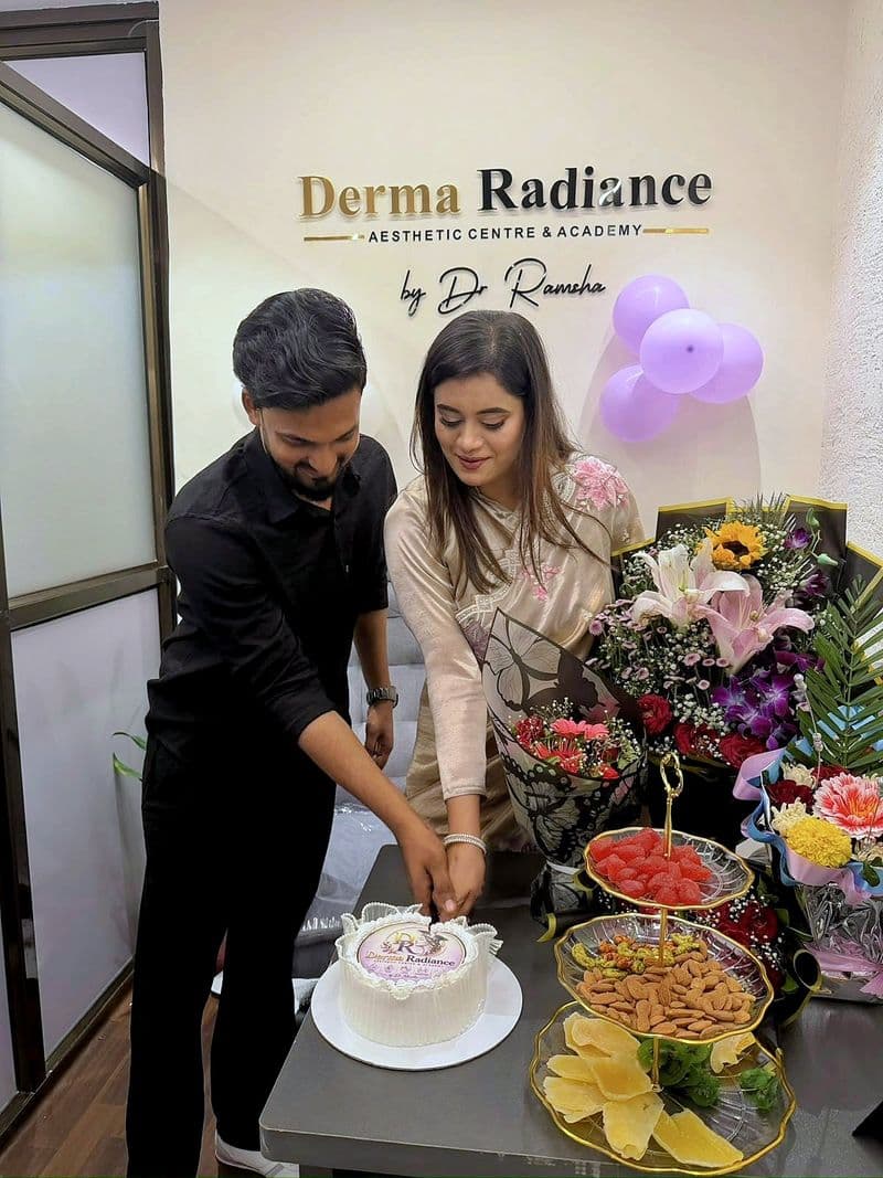 Cutting the cake at the grand opening