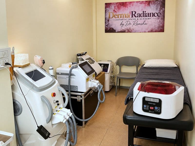Treatment room with the clinic's laser and skin machines